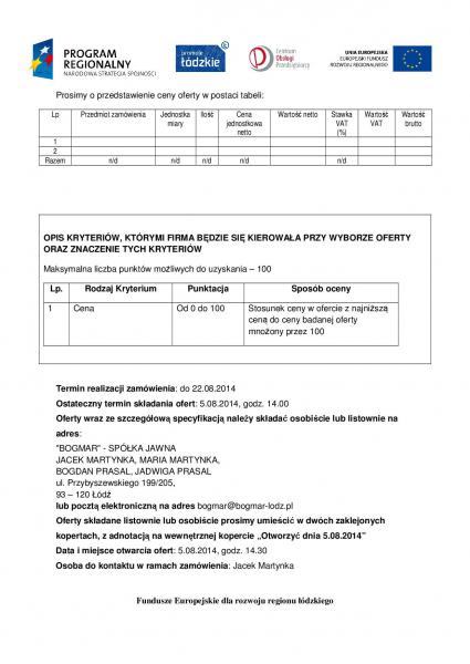 9 zapytanie ofertowe PROGRAM DO ZARZADZANIA PRZEDSIEBIORSTWEM